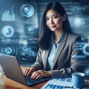 A female first-data provider at work